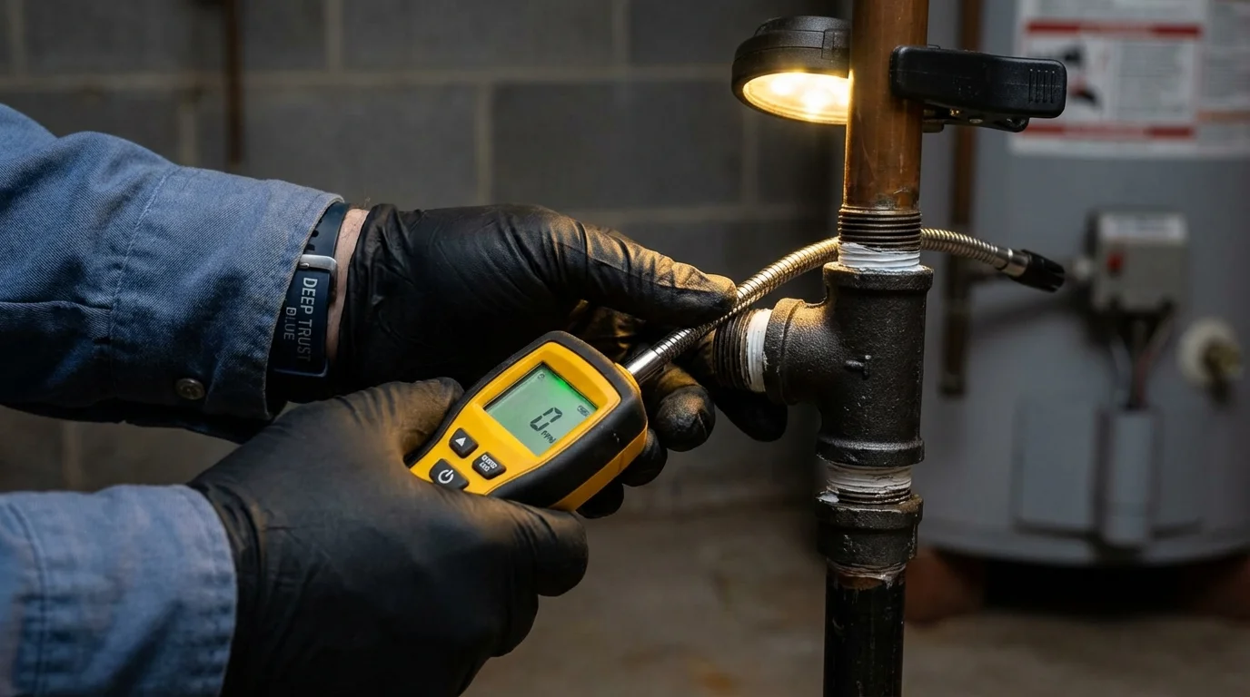 Gas leak detection with electronic sniffer by Johns Plumbing LLC in Belmar