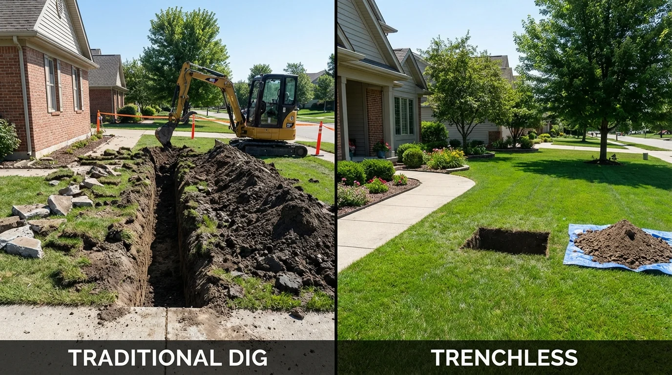 Trenchless sewer repair with minimal yard damage versus traditional excavation in Belmar, NJ